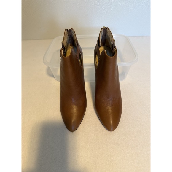 Coach Ann Pebble Grain Leather Ankle Boots Tan Stiletto Buckle Size 9M  New $228 - Picture 1 of 9